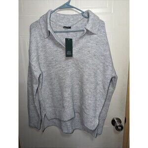 Wild Fable Women's Collared V-Neck Sweater Gray Size Medium